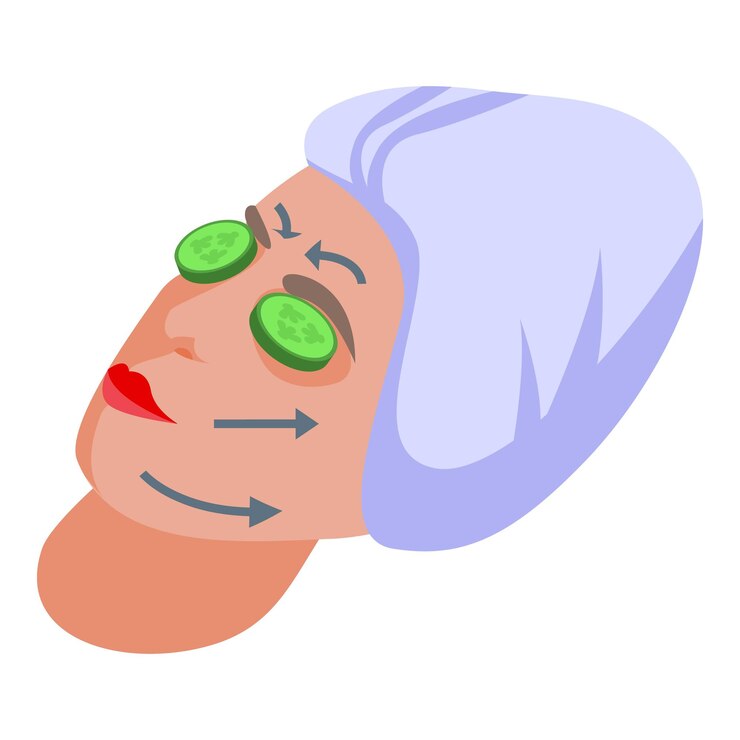 Vector cosmetic facial massage icon isometric vector face skin girl spa