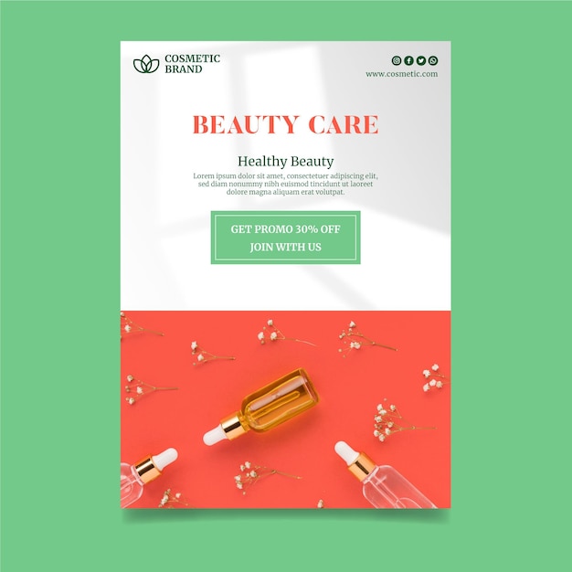 Vector cosmetic flyer vertical template