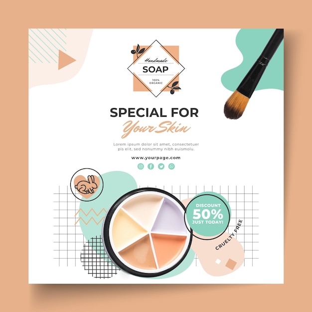 Cosmetic items squared flyer template