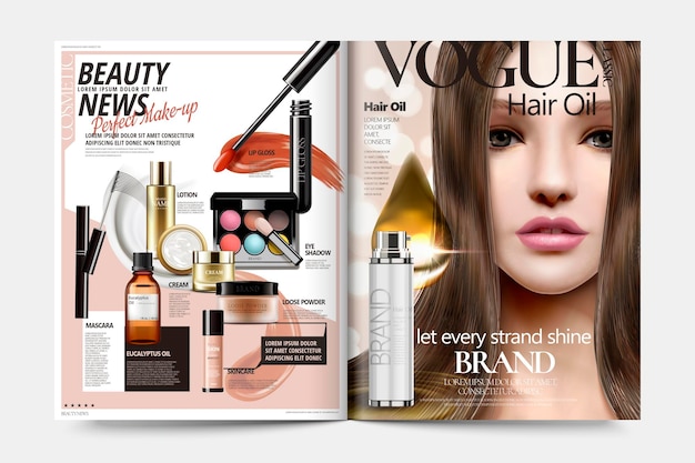 Vector cosmetic magazine ads