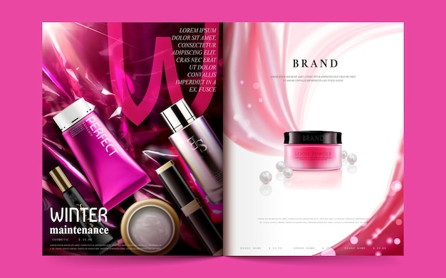 Vector cosmetic magazine template illustration