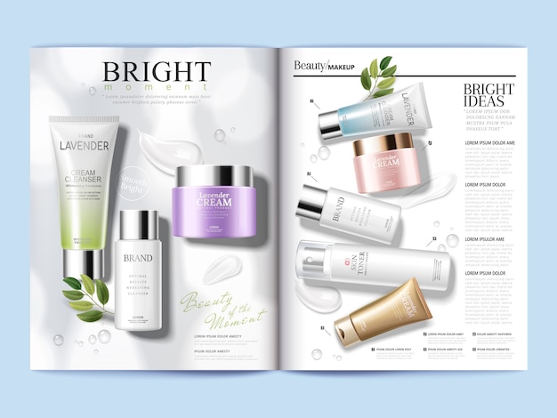 Cosmetic magazine template illustration