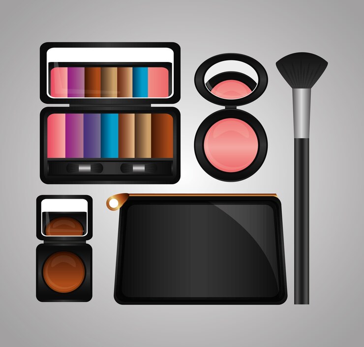 Vector cosmetic makeup products beauty fashion set