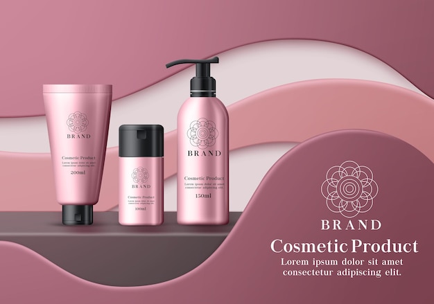 Vector cosmetic mock up products vector banner template cosmetics product moisturizing body lotion skin