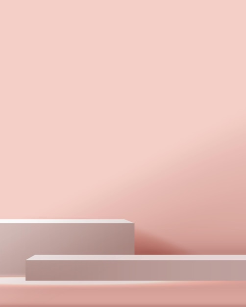 Косметический пастельный розовый фон и премиальный подиум.