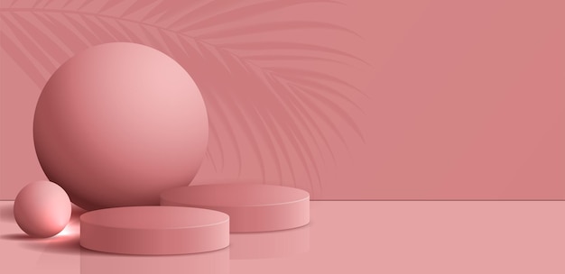 Sfondo rosa cosmetico e display da podio premium per il marchio di presentazione del prodotto.