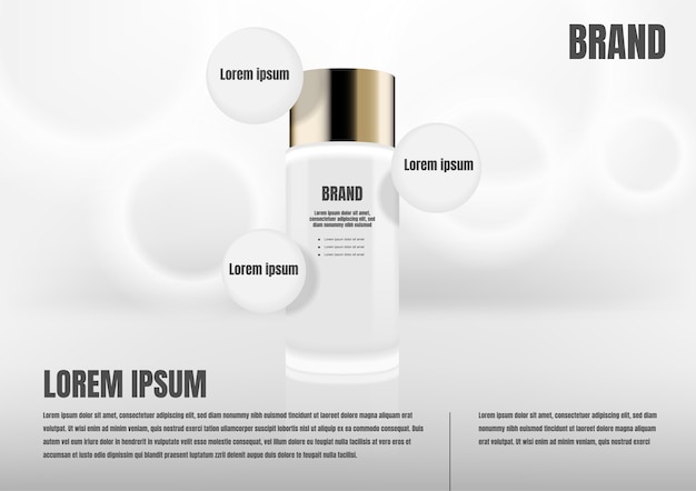 Vector cosmetic product with three circle icons