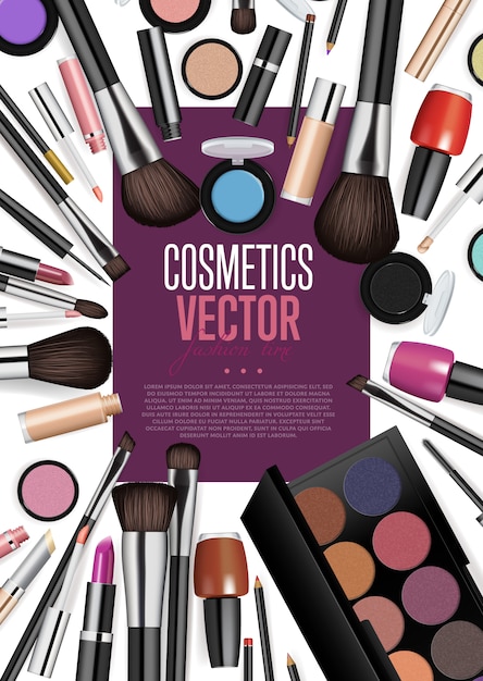 Cosmetic Products Assortment Realism Vector