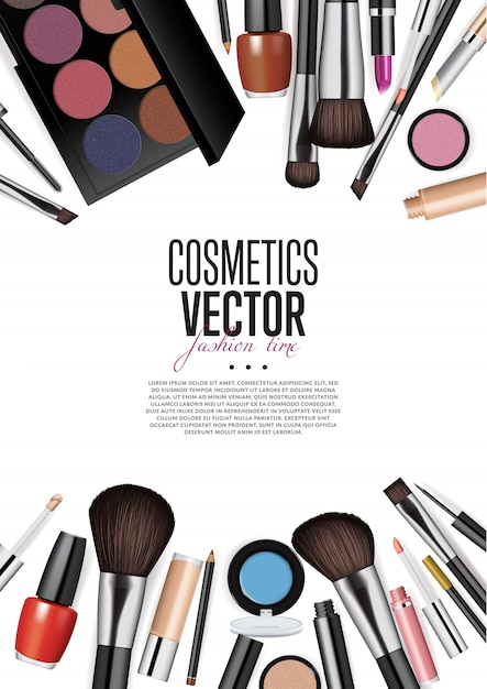 Cosmetic Products Assortment Realism Vector