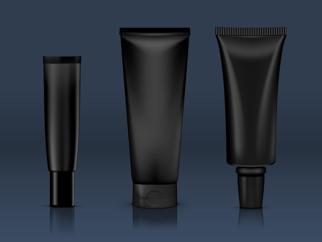 Vector cosmetic products tube package on a dark back