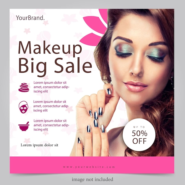 Cosmetic salon banner template flat design