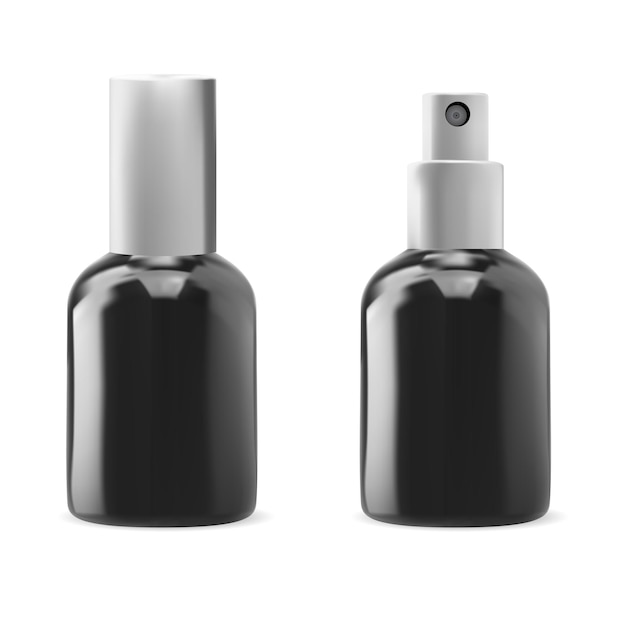 Flacone spray per siero cosmetico confezione piccola per essenza di bellezza contenitore per pompa airless in vetro nero