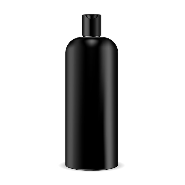 Cosmetic shampoo black bottle mockup