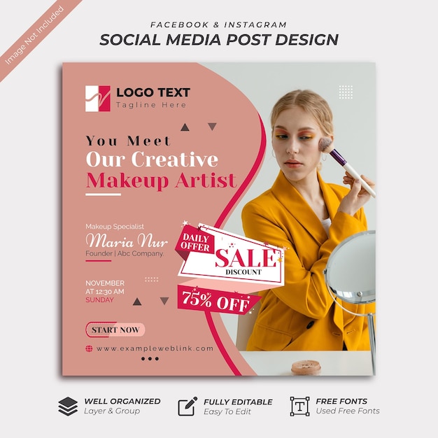 Cosmetic social media banner template