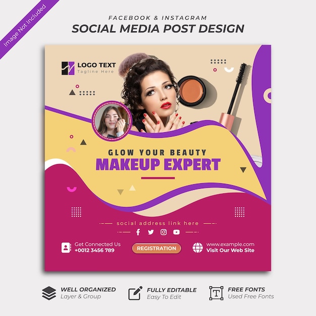 Cosmetic social media banner template