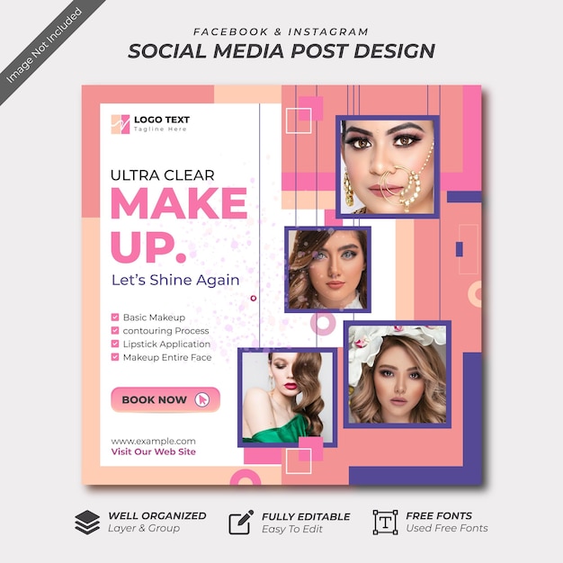 Vector cosmetic social media banner template