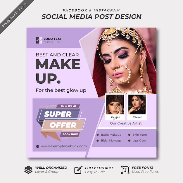 Vector cosmetic social media banner template