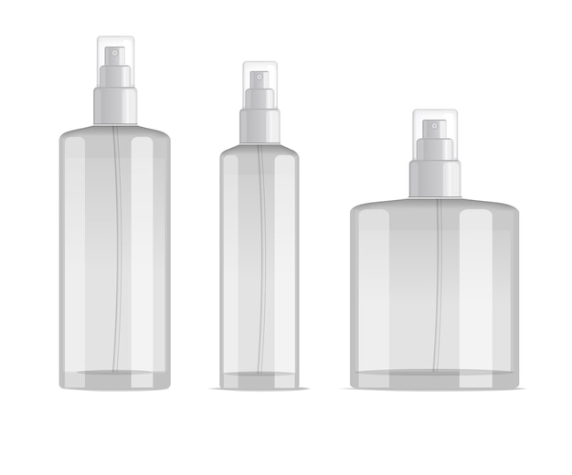 cosmetic spray bottles set isolated on white background.