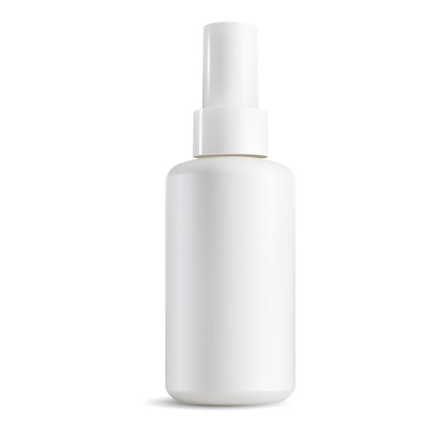 Cosmetic spray plastic bottle mockup white blank template Face care lotion aerosol tube