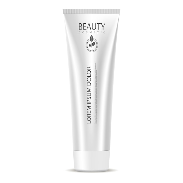 Cosmetic tube mockup template silver color.