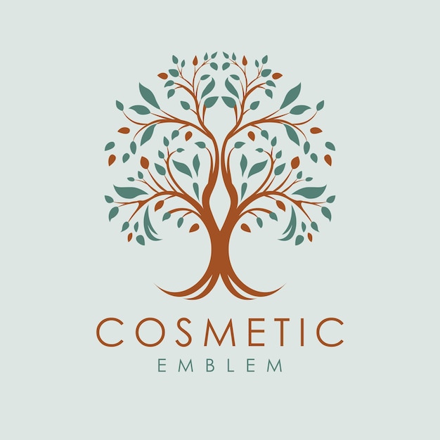 Cosmetic vector logo design Beautiful tree logotype Nature logo template