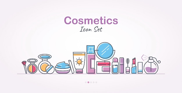 Vector cosmetica banner pictogramserie