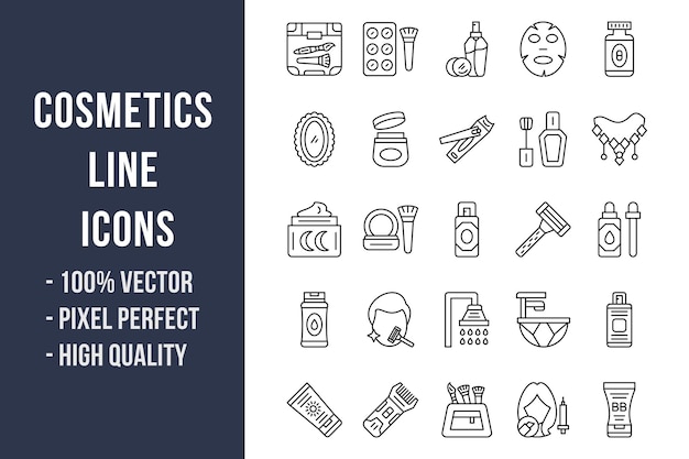 Cosmetica lijn pictogrammen