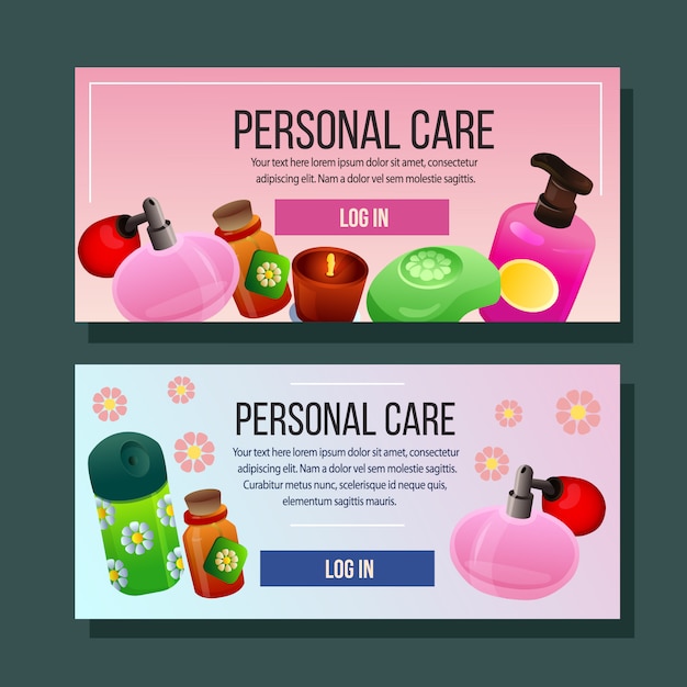 Cosmetics banner horizontal personal care supplies