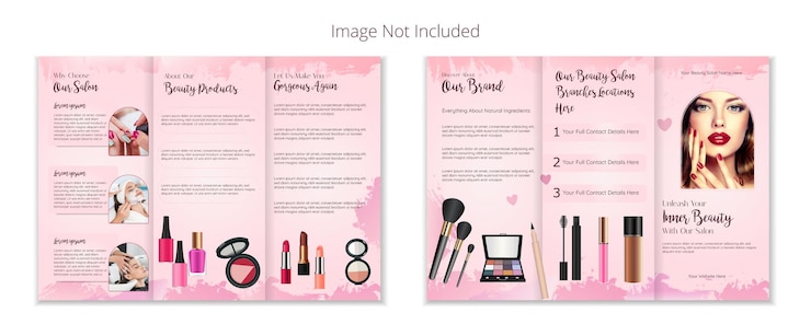 Vector cosmetics beauty salon trifold brochure template