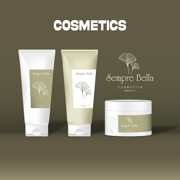 Vector cosmetics bottle packaging template contrast luxury realistic