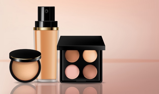 Cosmetics eye shadow and foundation collection