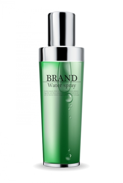 Cosmetics green cream and spray moisturizer