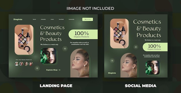 Cosmetics landing page ui template design