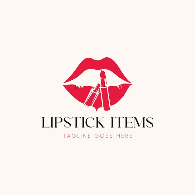 Vector cosmetics logo lipstick logo vector beauty logo