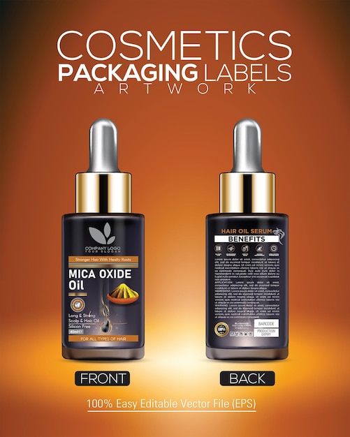 cosmetics packaging hair serum bottle with gradient background with multi variants of product