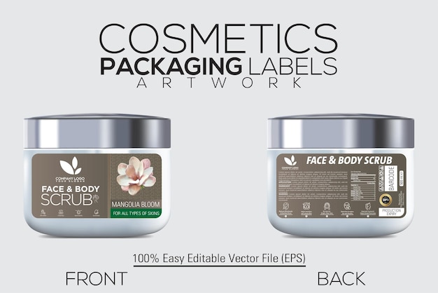 Cosmetics Packaging Label Face and Body Scrub Jar Mockup With Variant Of Mangolia Bloom