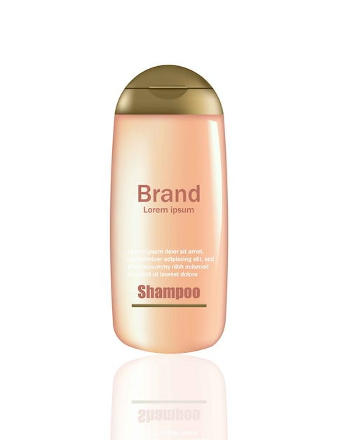 Cosmetics product vector realistic mock up. pink package bottle with logo