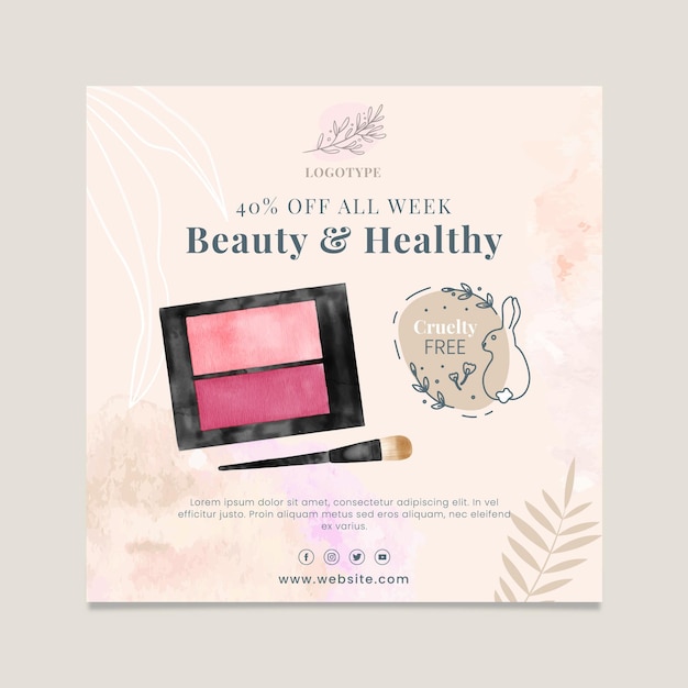 Vector cosmetics sale square flyer template