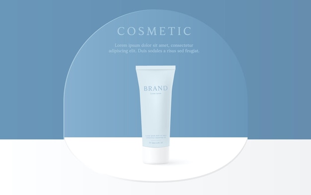 Cosmetics and skin care product ads template on blue background