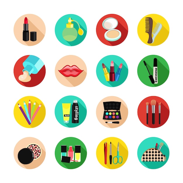 Cosmetics vector set icon multicolored icons with cosmetic products