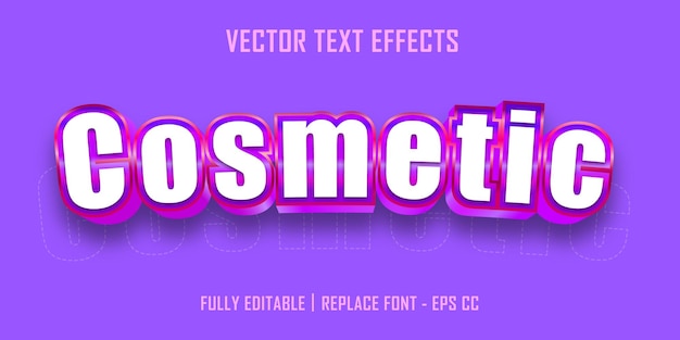 Cosmetics vector text effects with glossy color effects