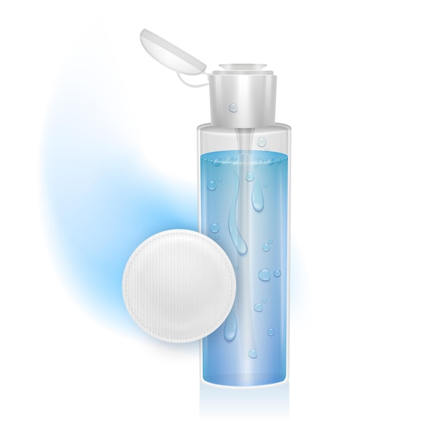 Cosmetisch product. flespakket huidverzorgingssjabloon voor toner of micellair water