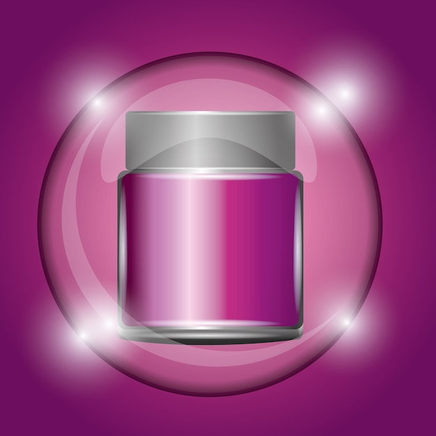 cosmetische container poeder roze gloeiende achtergrond