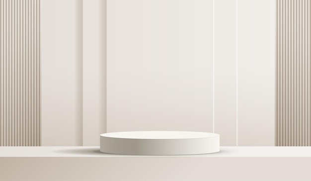 Cosmetische lichtbruine achtergrond en premium podiumdisplay voor productpresentatie-branding