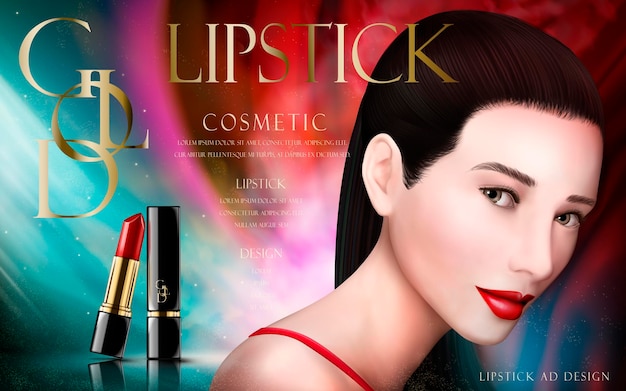 Vector cosmetische lippenstift advertentie