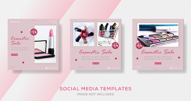 Cosmetische verkoopbannersjabloon voor post op sociale media. premium vector