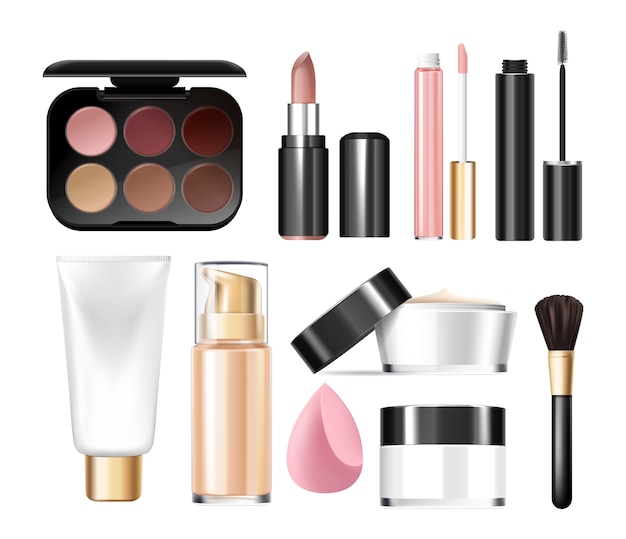 Cosmetische verkoopcollectie in realistische stijl