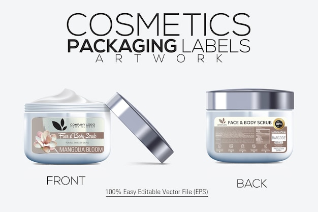 Cosmetische verpakkingen Voorgezichtsversterker Voor het lichaam Scrub Jar Mockup Met smaak van Mangolia Bloom