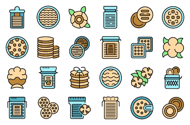 Cosmetische wattenschijfjes iconen set vector plat