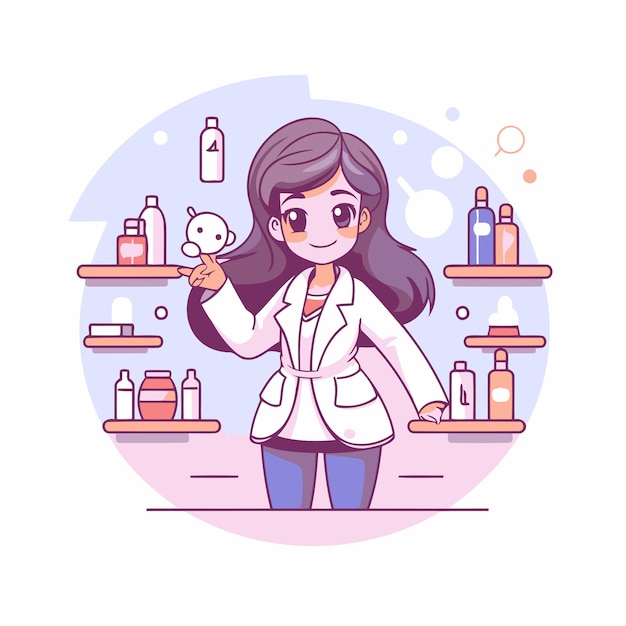 Cosmetologist in a beauty salon Vector illustration in cartoon style